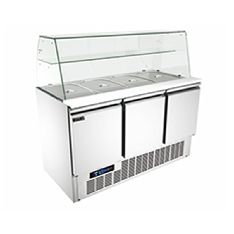 Commercial 304 Stainless Steel Salad Prep Fridge, Pizza Prep Table Refrigerator